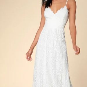 Lulus Unending Love White Lace Maxi Dress M